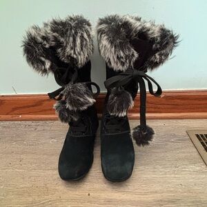 Sporto Black Faux Fur Trim Winter Boots